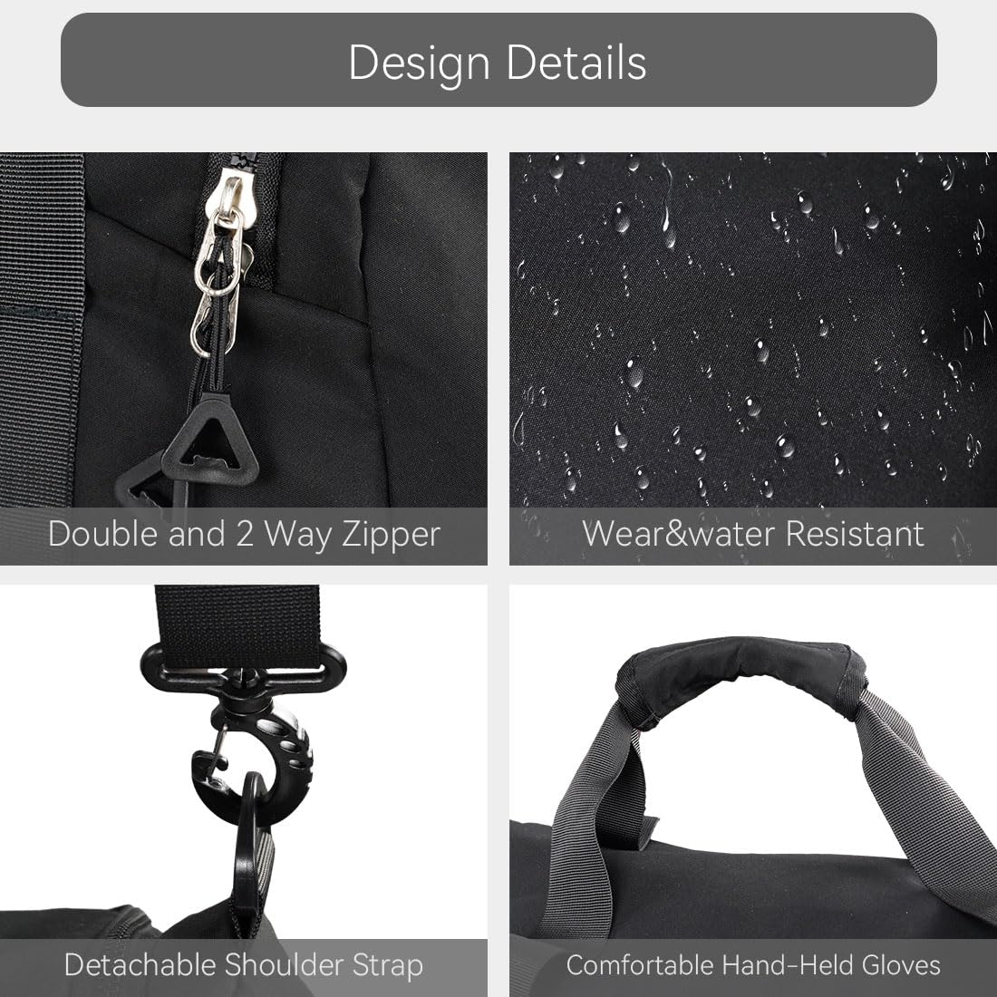 Bolsa deportiva para gimnasio con bolsillo húmedo y compartimento para zapatos, para hombres y mujeres, bolsa de viaje para avión, deporte, gimnasio, natación, yoga, color negro, 33 L, ligera