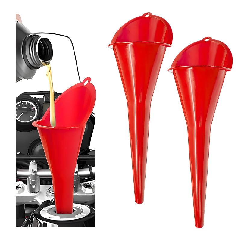 Kit com 2 Funis para Óleo de Plástico com Pescoço Longo NYTKL Vermelho