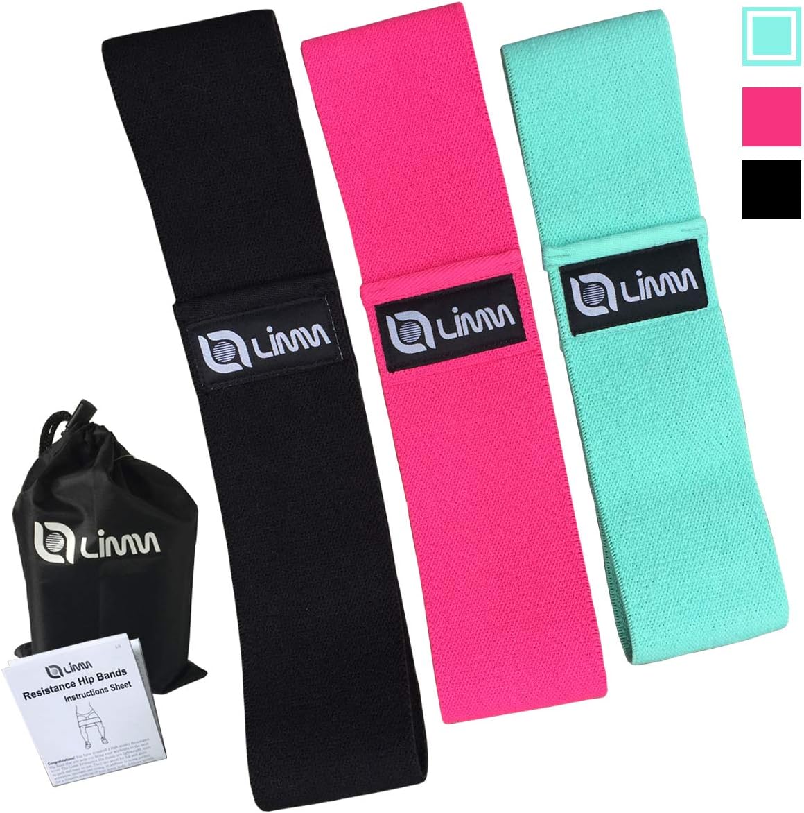 Fittest Pro by Limm Resistance Bands for Legs and Butt, Fabric Exercise Loop Bands Yoga, Pilates, Rehab, Fitness and Home Workout, Strength Bands for Booty