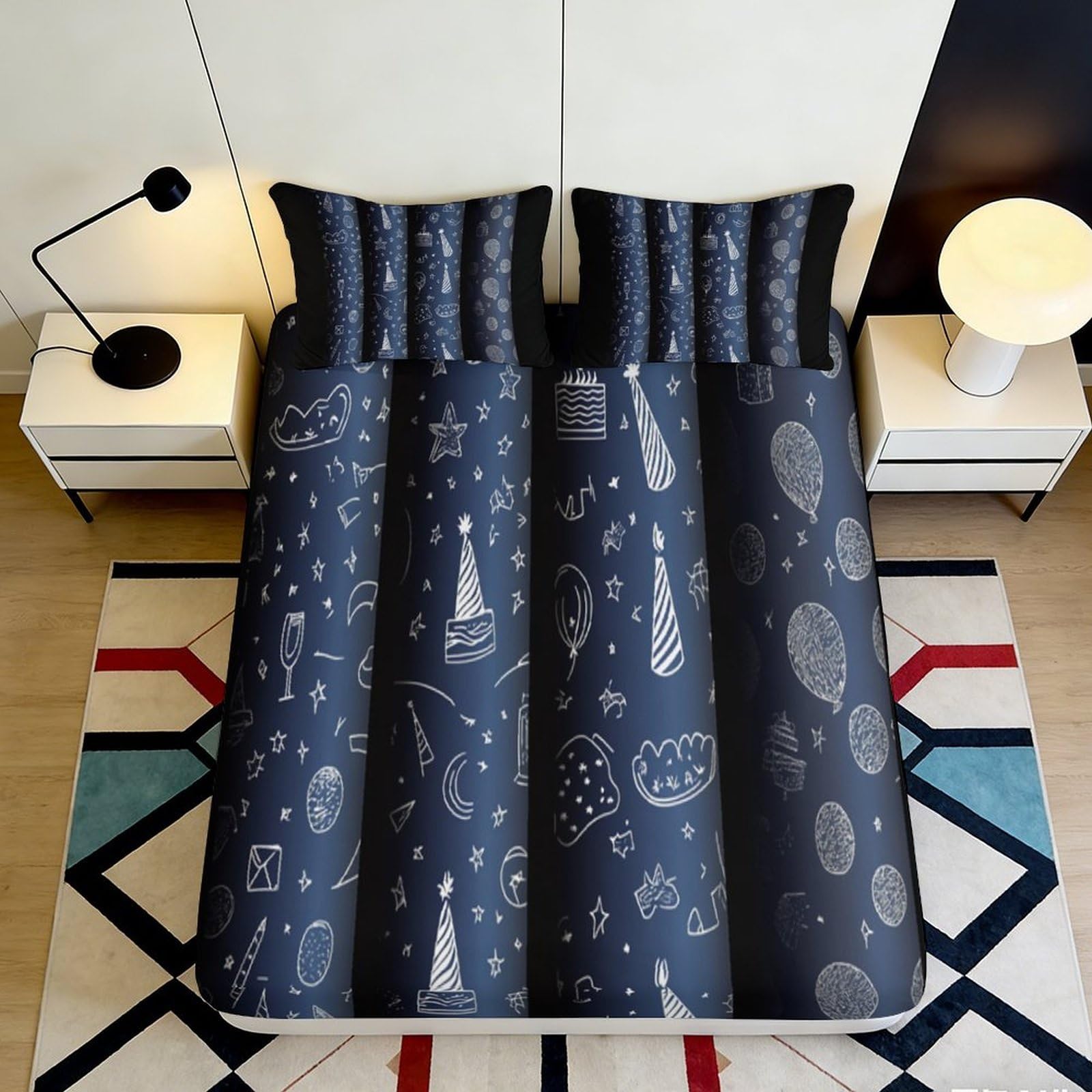 3D Printed Space Rocket Fitted Sheet Microfiber Soft Breathable Planet Bed Cover for Bedroom Guest Room Mattress Decor 90x200x25cm