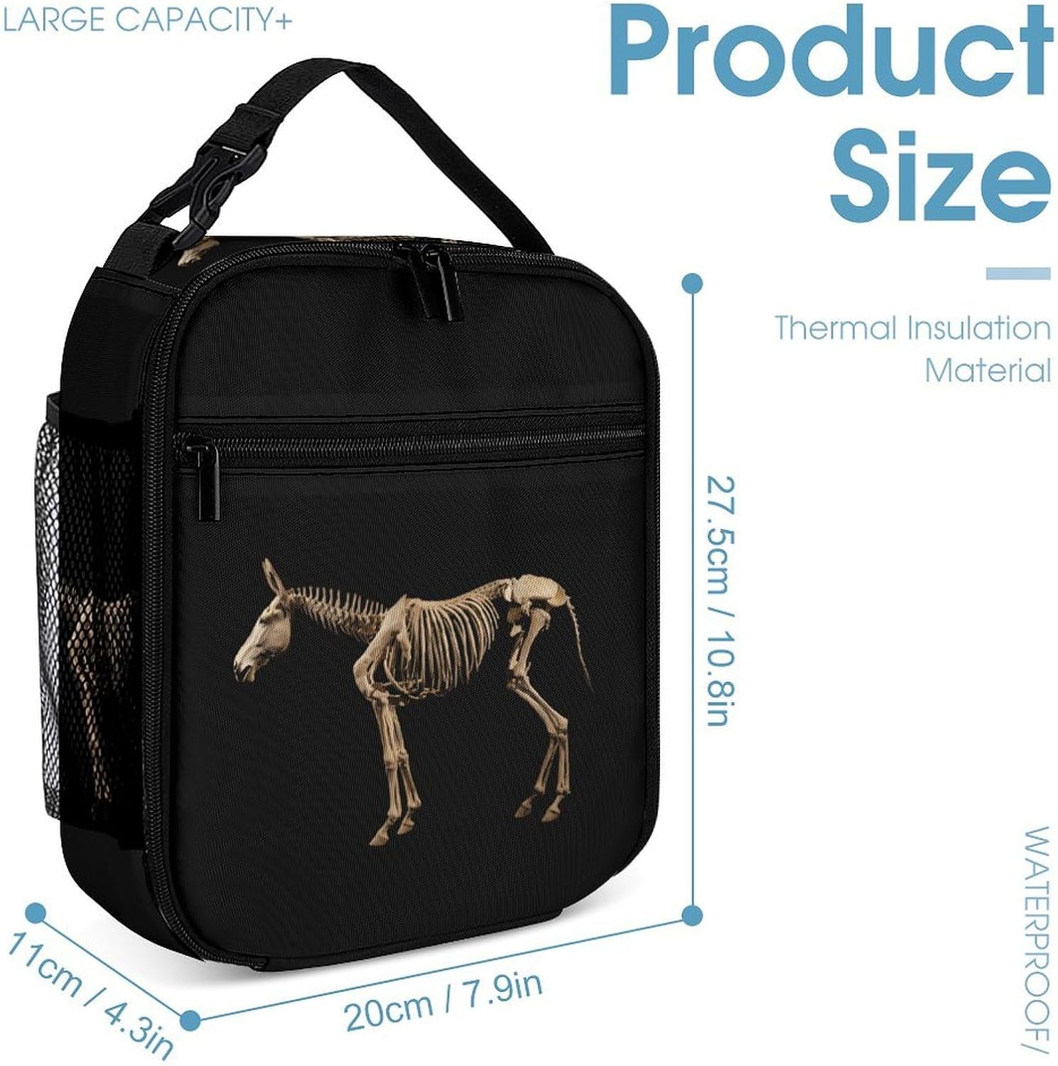 Donkey Skeleton Novelty Backpack Set with Lunch Bag Pencil Cases image 4