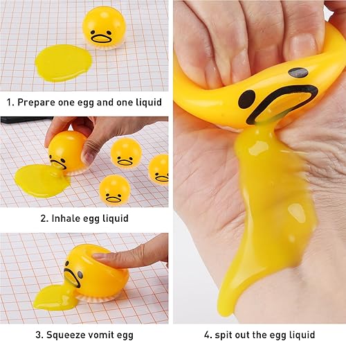 Miniatura 4 de FauKait Lindos juguetes redondos de succión y vómitos de yema de huevo perezoso de color amarillo juguetes de alivio de estrés con ventilación de