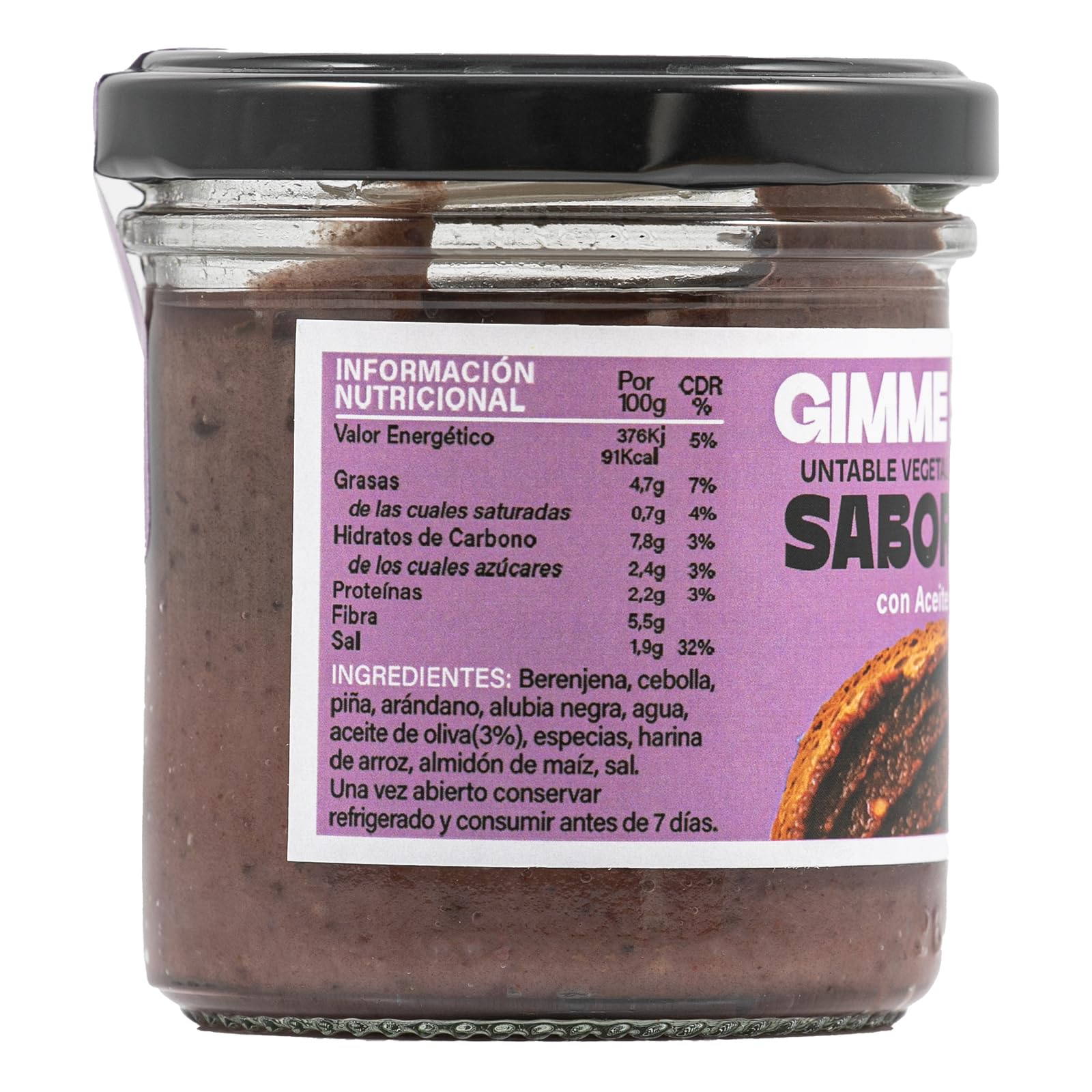 Paté Vegetal Sabor Morcilla | Untable Vegano Bajo en Calorías con Aceite de Oliva | Sin Alérgenos, Ideal para Deportistas | Gimme Sabor 130g