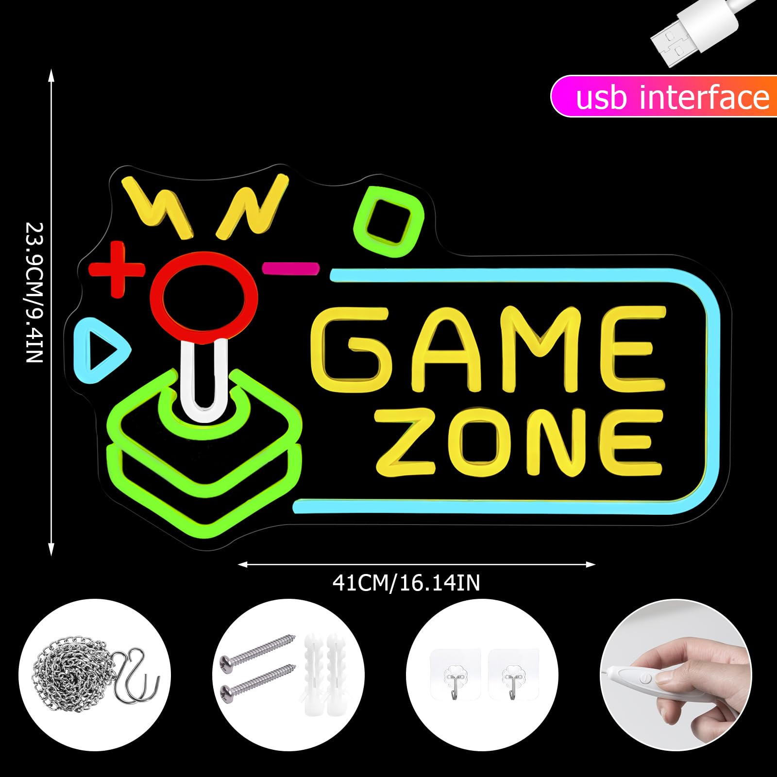 Letrero de neón de zona de juegos para decoración de habitación de jugadores, intensidad regulable, letrero de neón LED para juegos, dormitorio, hogar, fiesta, regalos para jugadores, niños