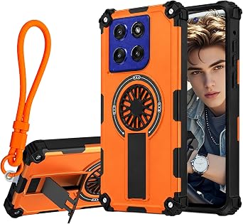 Ysnzaq for Moto G Stylus 5G 2025 Case with Lanyard Strap, Compatible with MagSafe, Military Grade Shockproof Magnetic Phone Case with Kickstand for Moto G Stylus 5G 2025, SHS Orange