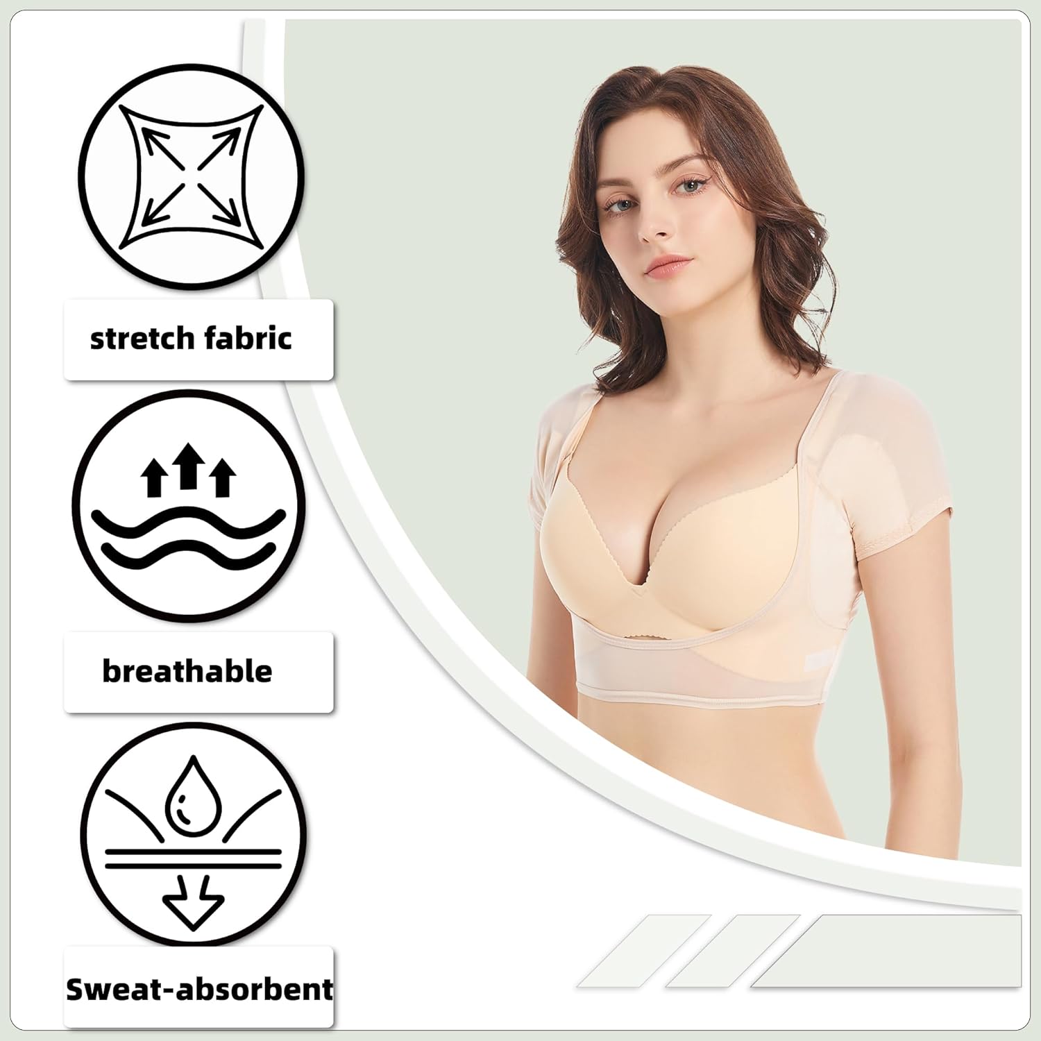 satithry 2PCS Ultra-Thin Underarm Anti-Sweat Lady's Vest with Large Size Cotton Pads for Women - Image 5