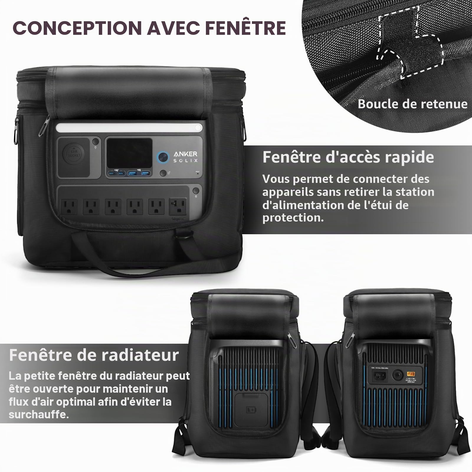 Sac de transport compatible avec la station d'alimentation portable Anker SOLIX C1000, étui de rangement de voyage, housse de protection pour générateur solaire C1000