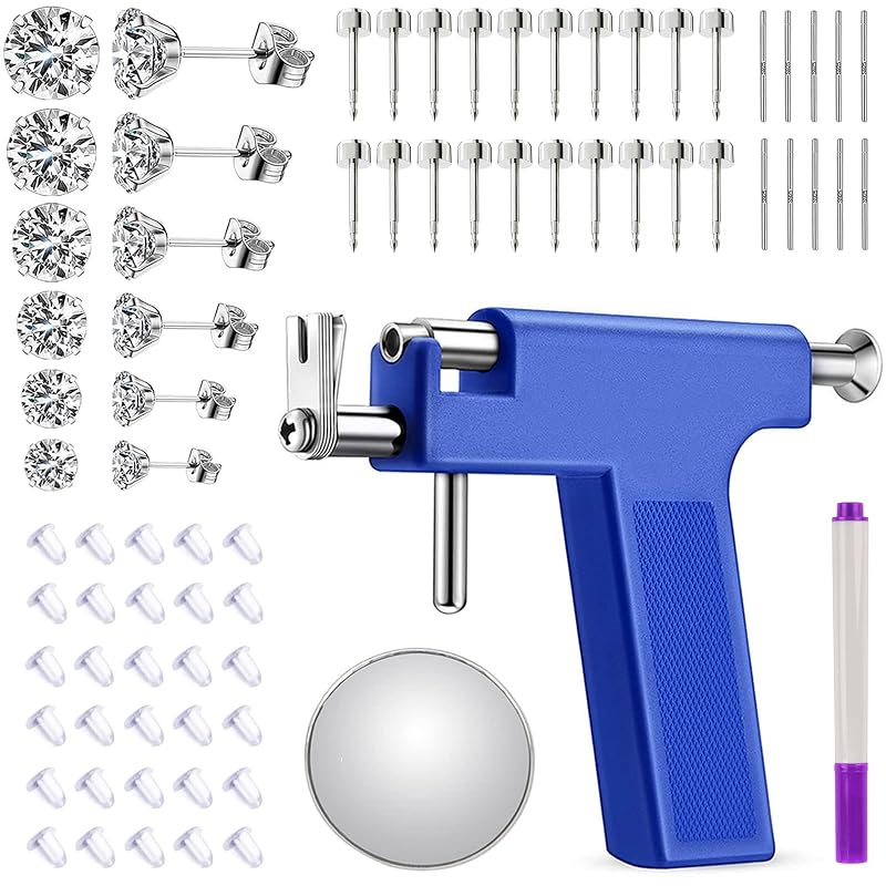 Kit para piercing de orelha YASPIT com pistola, brincos e acessórios