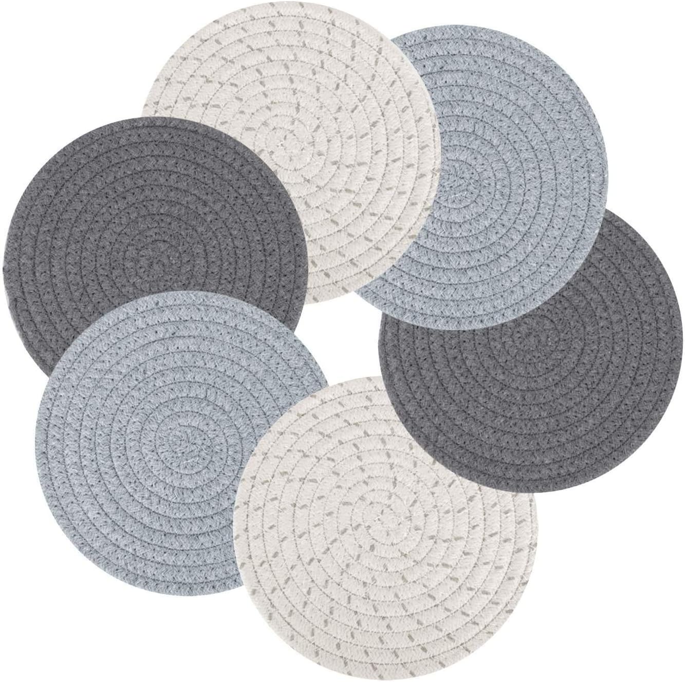 Yiter Round Placemats and Coaster Sets 6, Woven Table Placemats