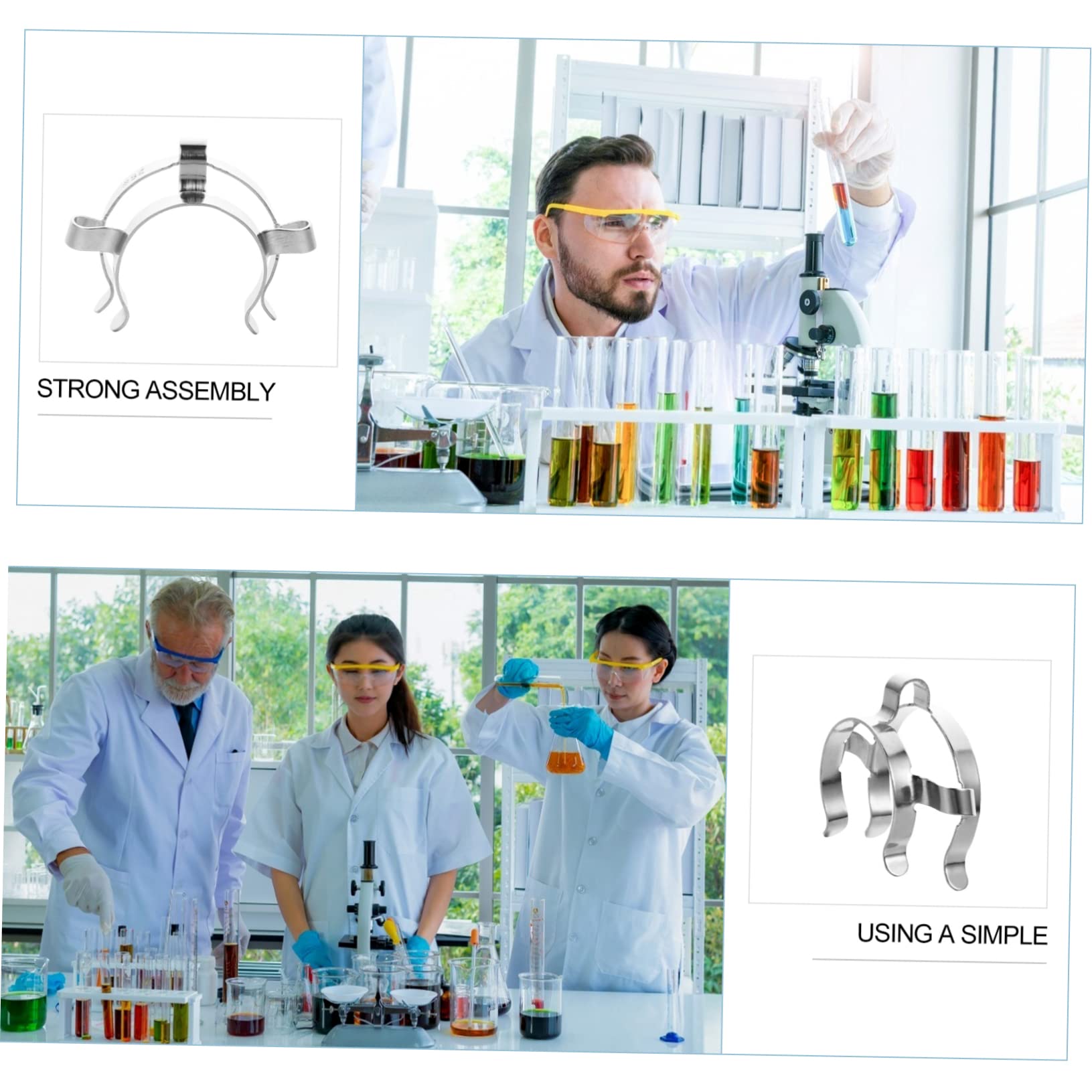 NAMOARLY 4pcs Lab Clamps Conical Interface Lab Keck for Laboratory Lab Clamp Keck Clamp Laboratory Equipment Silver Stainless Steel