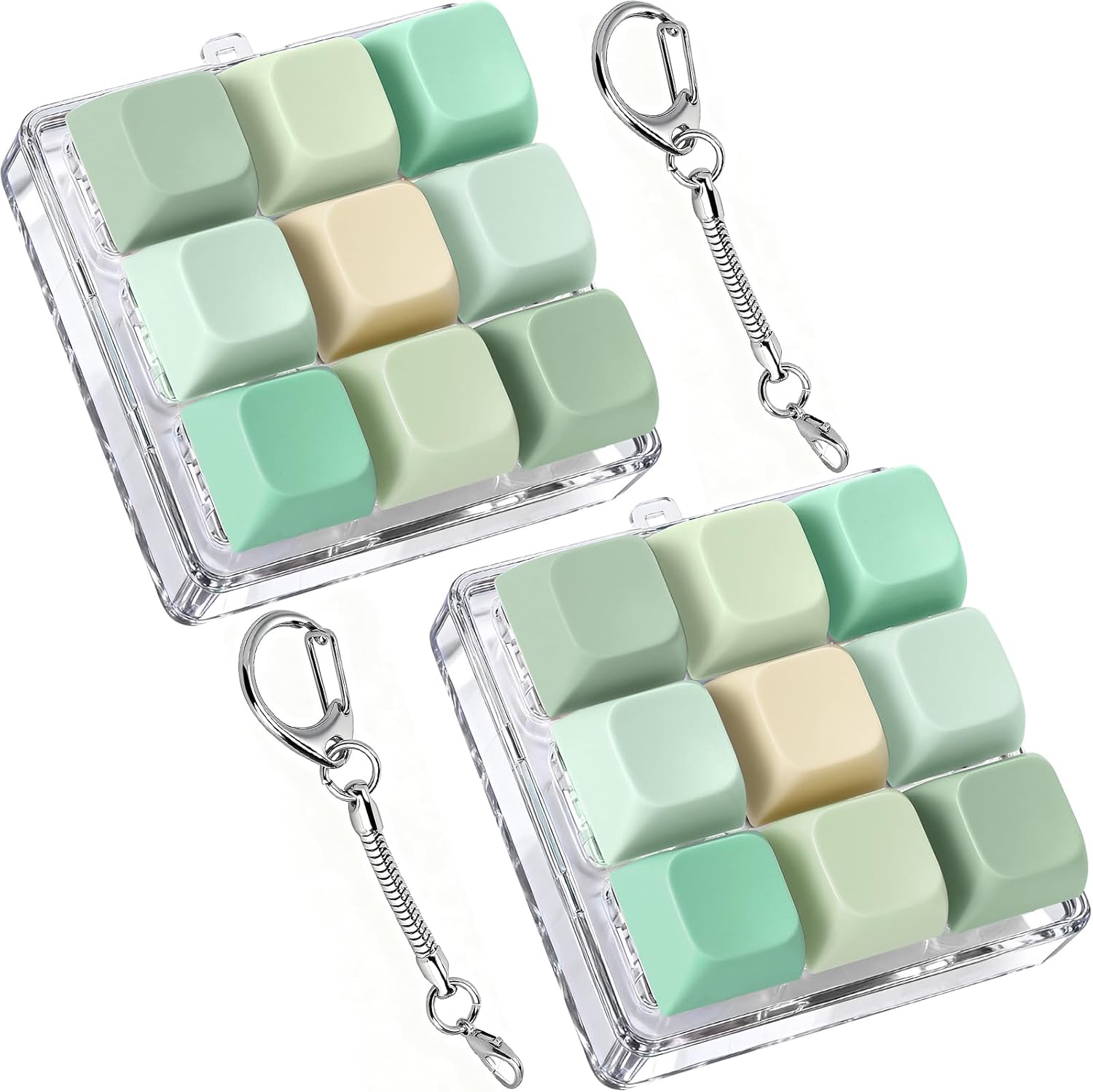 Axlksia Keyboard Fidget Toy, Fidget Clicker Keyboard Fidget Keychain, Button Fidget Gifts for Adults to Relieve Stress and Pass Time (2 Pack A)