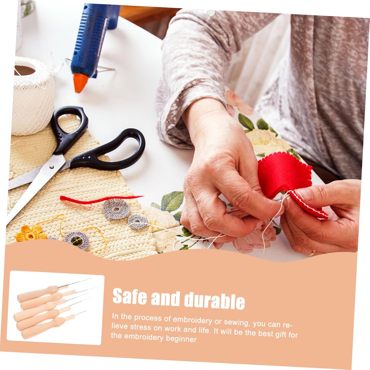 GLSTOY 5pcs Needle Felting Needles Smooth Handle for Wool Crafts Ergonomic Design for Comfortable Use and Wool Projects