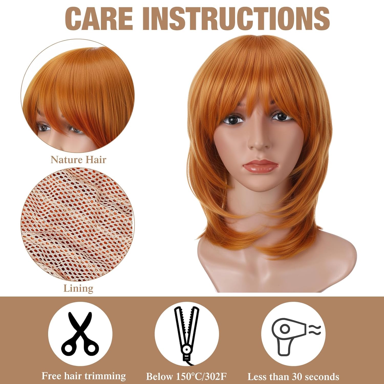 8 Pcs 14 Inch/35 cm Colorful Party Wigs Short, Holiday Anime Cosplay Halloween Costume Wig, Wolf Tail Side Bangs, Temperature Fiber Hairpieces for Halloween Bachelorette Party Daily Use - Image 3