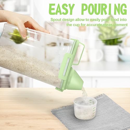 Miniatura 4 de TBMax Recipiente pequeño de almacenamiento de arroz, dispensador de cereales de 5 libras con taza medidora, contenedor hermético para alimentos