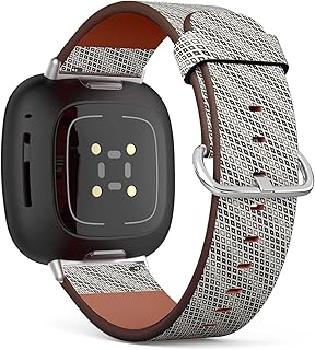 CJBROES Replacement Leather Watch Band, Compatible with Fitbit Versa 3 and Fitbit Sense of Wristband Bracelet Accessory - Geometric Rectangle Tiles Stylish