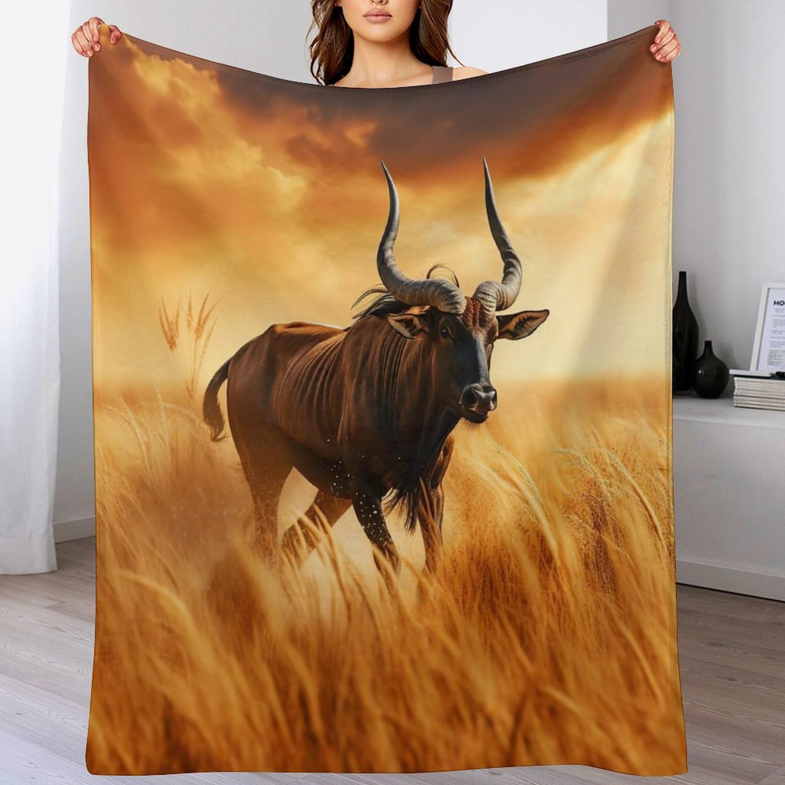 Couverture en Peluche Souple Antilope Plaid Polaire Haut de Gamme pour Canapé-lit
