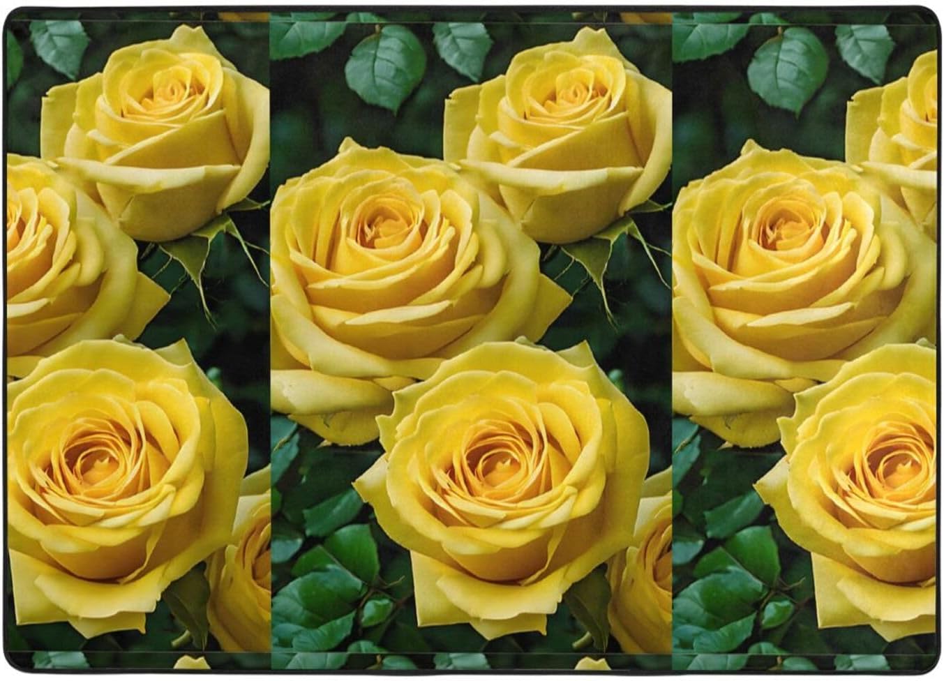 Flannel Non-Slip (Yellow Roses) Rug Pad 80×50in Soft Washable Protective for Hardwood Floors Bedroom Bathroom Living Room