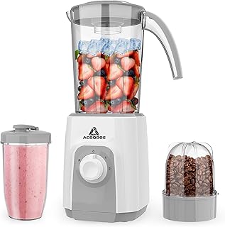 ミキサー Acoqoos ジューサー 450W スムージー 氷も砕ける 1L大容量 野菜&果物&離乳食&研磨 コーヒーミル 一台多役 持ち運びやすい 三つのモード調節でき 過熱保護 2020最新改良版