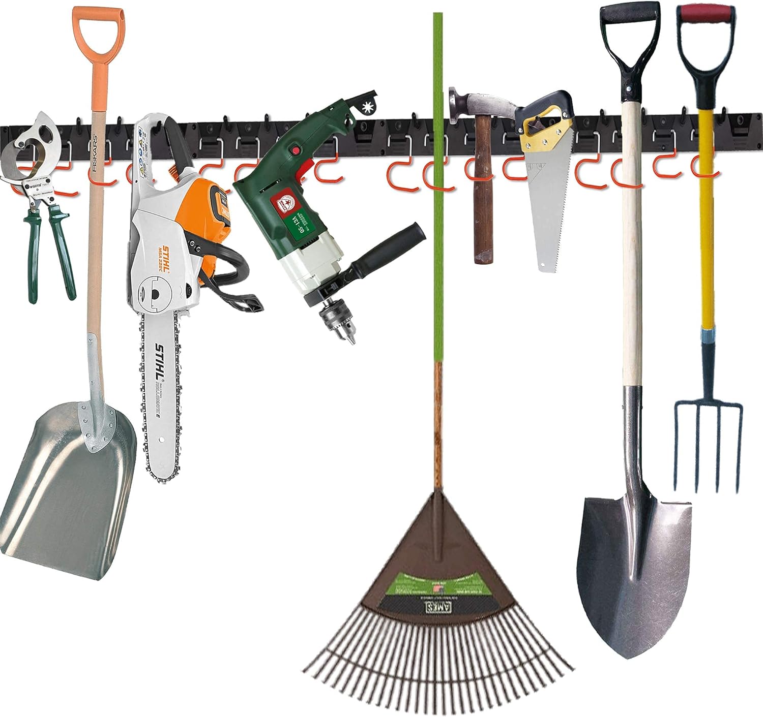 Garage Organizer Wall Mount 64 Inch Adjustable Storage System, Garden