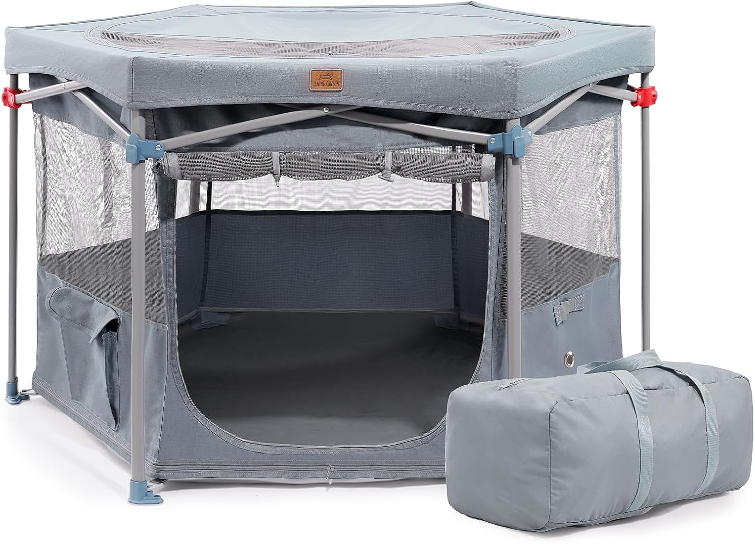 Zora Portable Pet Playpen, Foldable Dog Playpens for Indoor and Outdoor Exercise, Pop Up Pet Fence with Carrying Case for Dogs/Puppies, Dove Gray, 49″ x 49″ x 28″