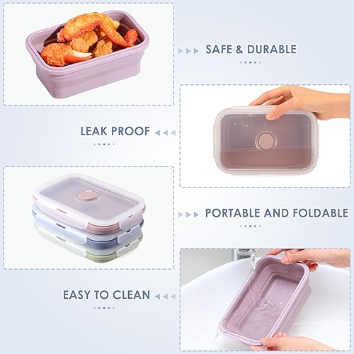 Vista 24 de Mifoci 6 Pcs Silicone Containers for Food Collapsible Food Storage Containers with Airtight Lids Stacking Leftover Foods Storage Lunch Box for