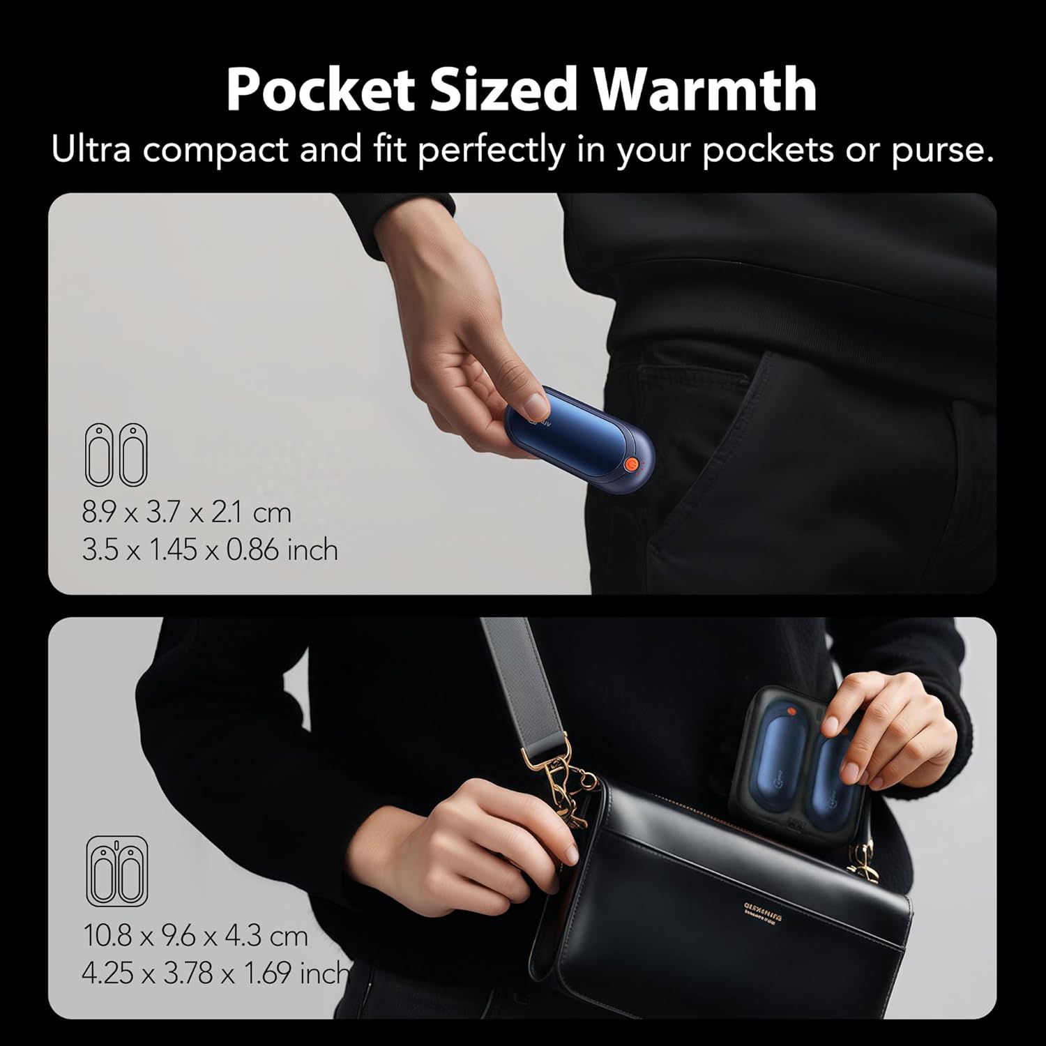 Hand Warmers Rechargeable 2 Pack,5 Levels Double Sided Heating Electric Hand Warmer with 10000mAh Charging Case Portable Pocket Heater Gifts for Christmas Winter Outdoor Golf Hunting Camping - Image 3
