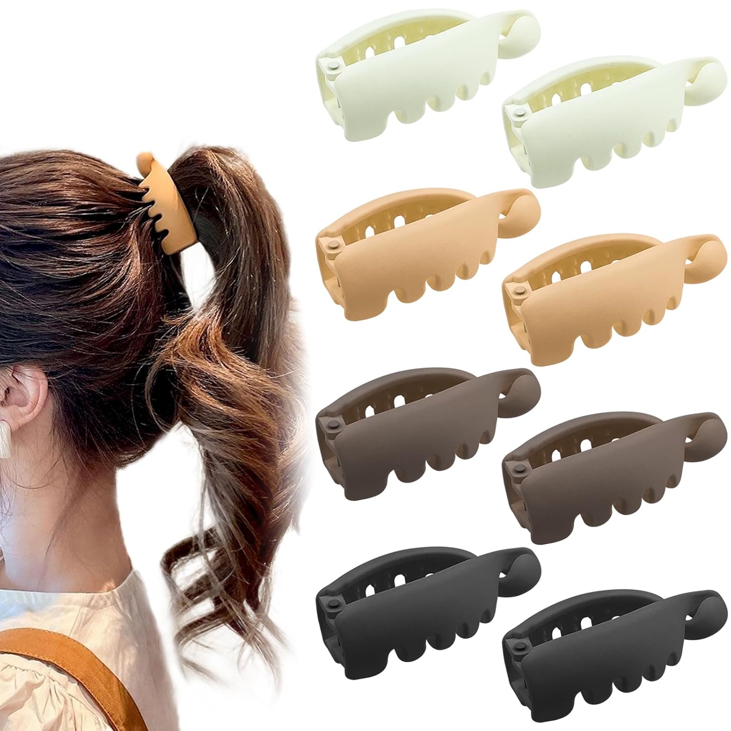 8 Pcs Matte Hair Clips - Strong Hold Ponytail Accessories
