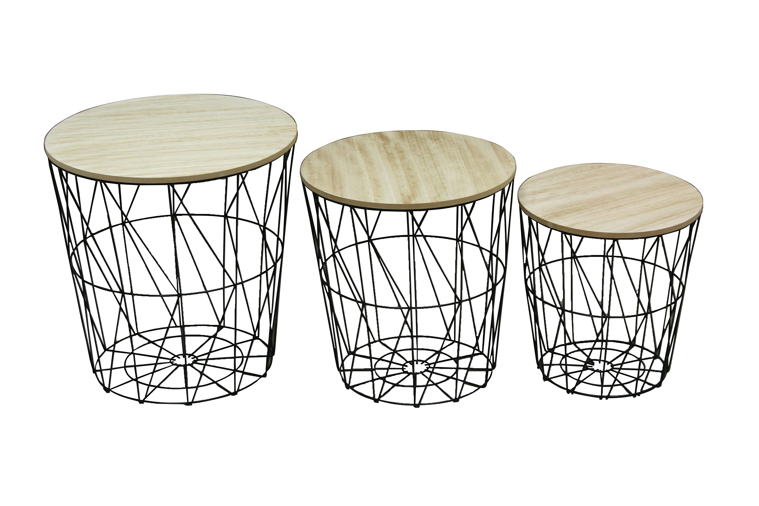 Tables en bois clair gigognes gain de place pour petits salons urbains