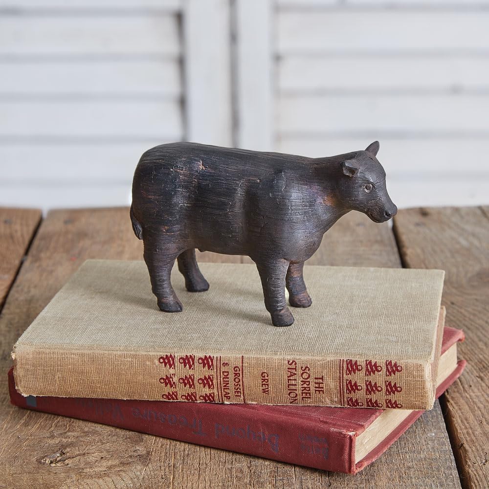 Colonial Tin Works Rustic Cow Figurine, 3.75inch Height