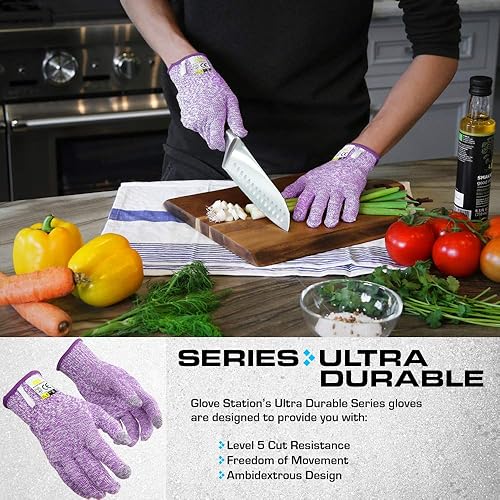 Vista 36 de Glove Station Ultra Durable Series Cut Resistant Gloves - Cutting Gloves for Chefs, BBQ and Cooking - Level 5 Protection Gris granito