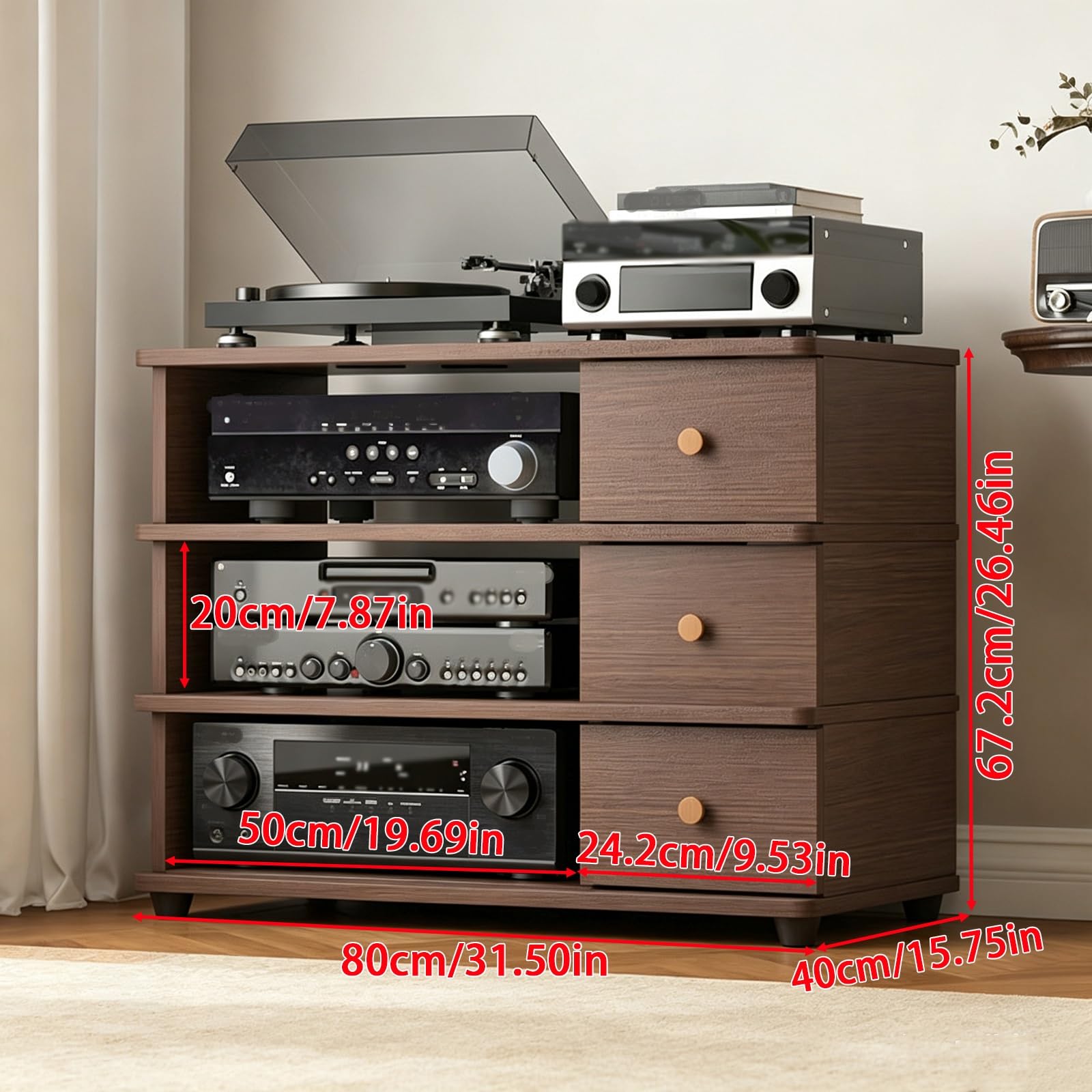 HiFi Rack mit Resonanzdämpfung, Mehrstöckiges Schallplattenregal