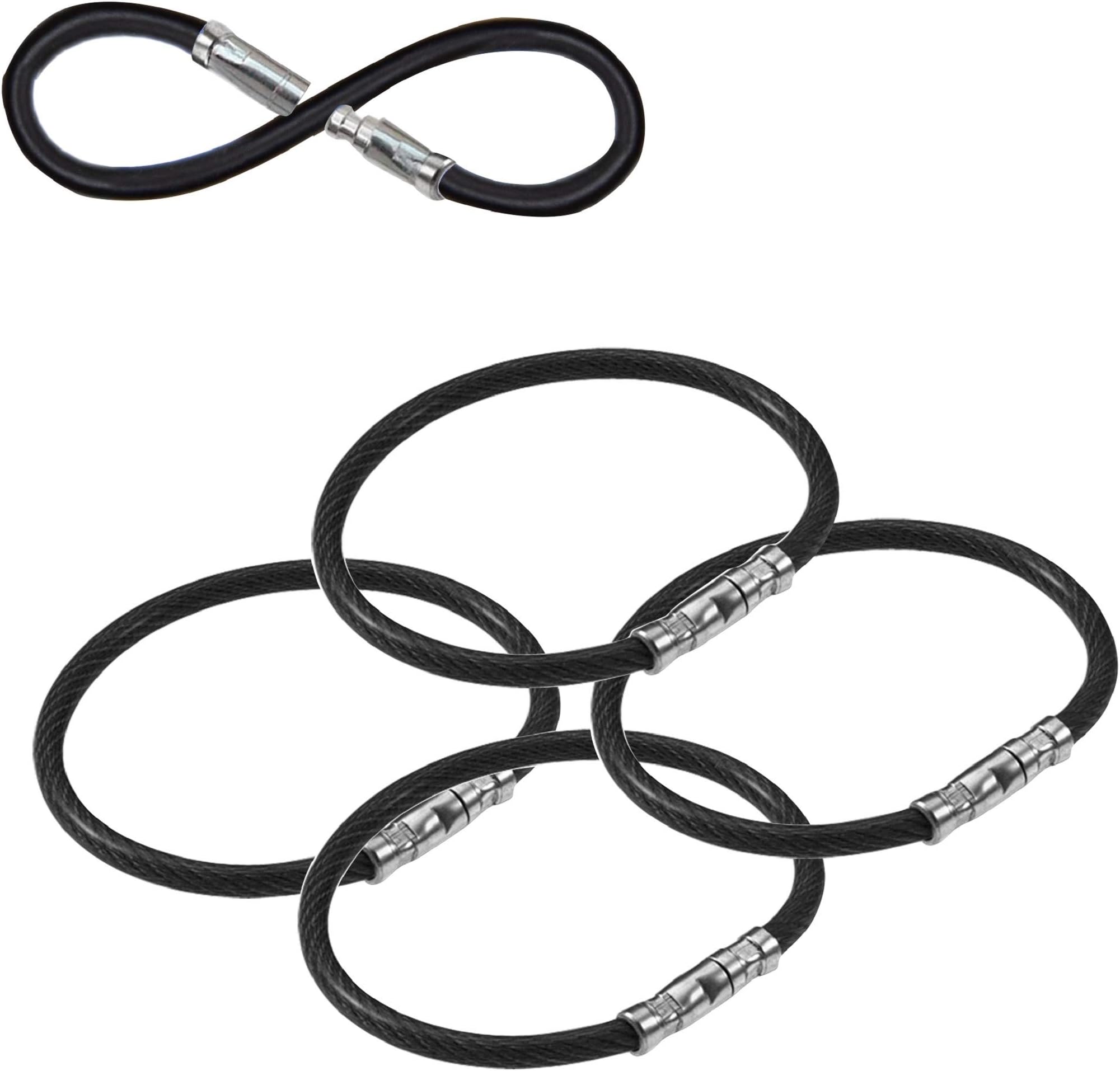 Lucky Line 5” Twisty Lock Key Ring, Flexible Nylon Coated Steel Wire Loop, Corrosion-Resistant and Durable, Black, 5 Pack (8112005)