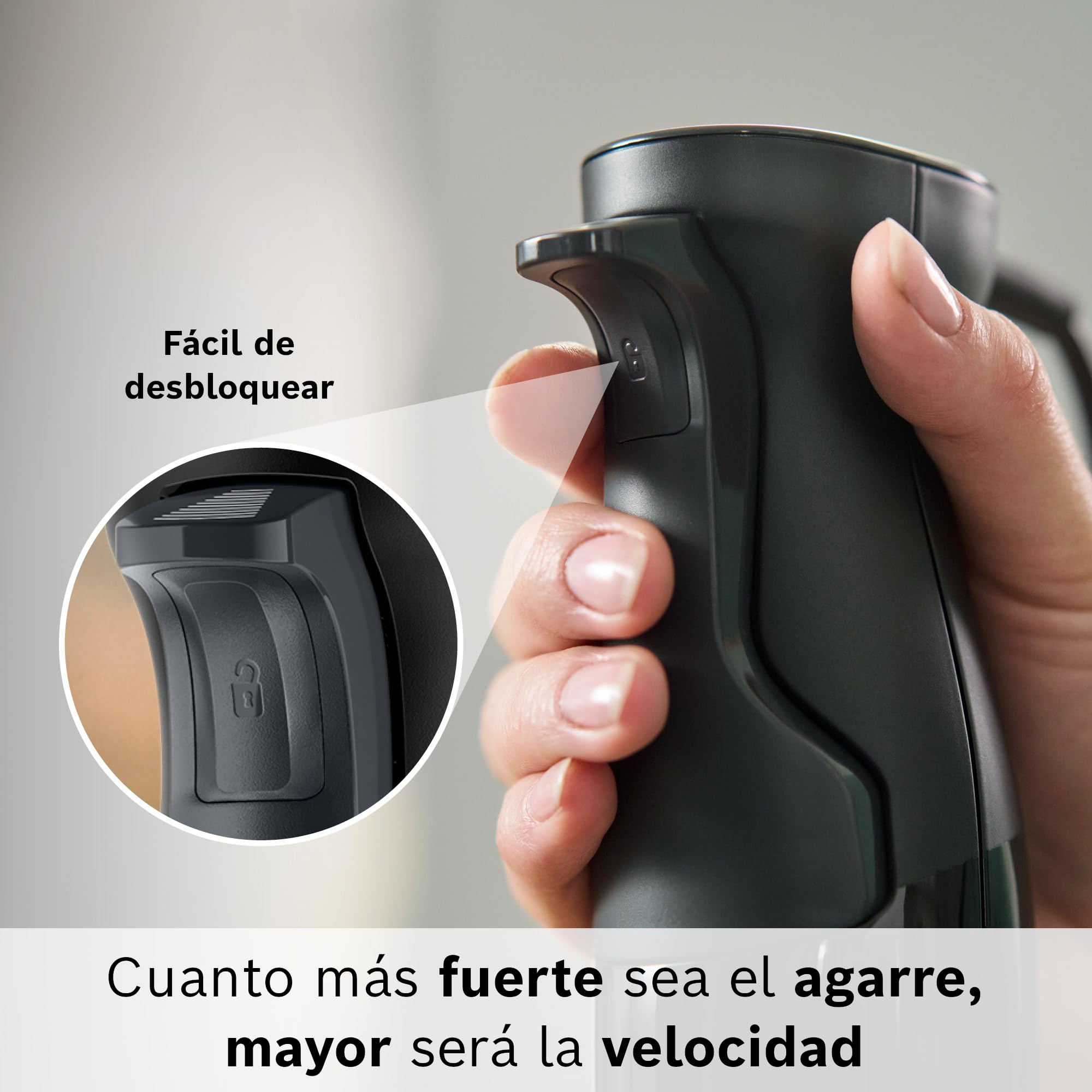 Bosch - Batidora de Mano, ErgoMaster, 1000W, QuattroBlade, Accesorios Incluidos, Serie 4, Antracita, MSM4W421