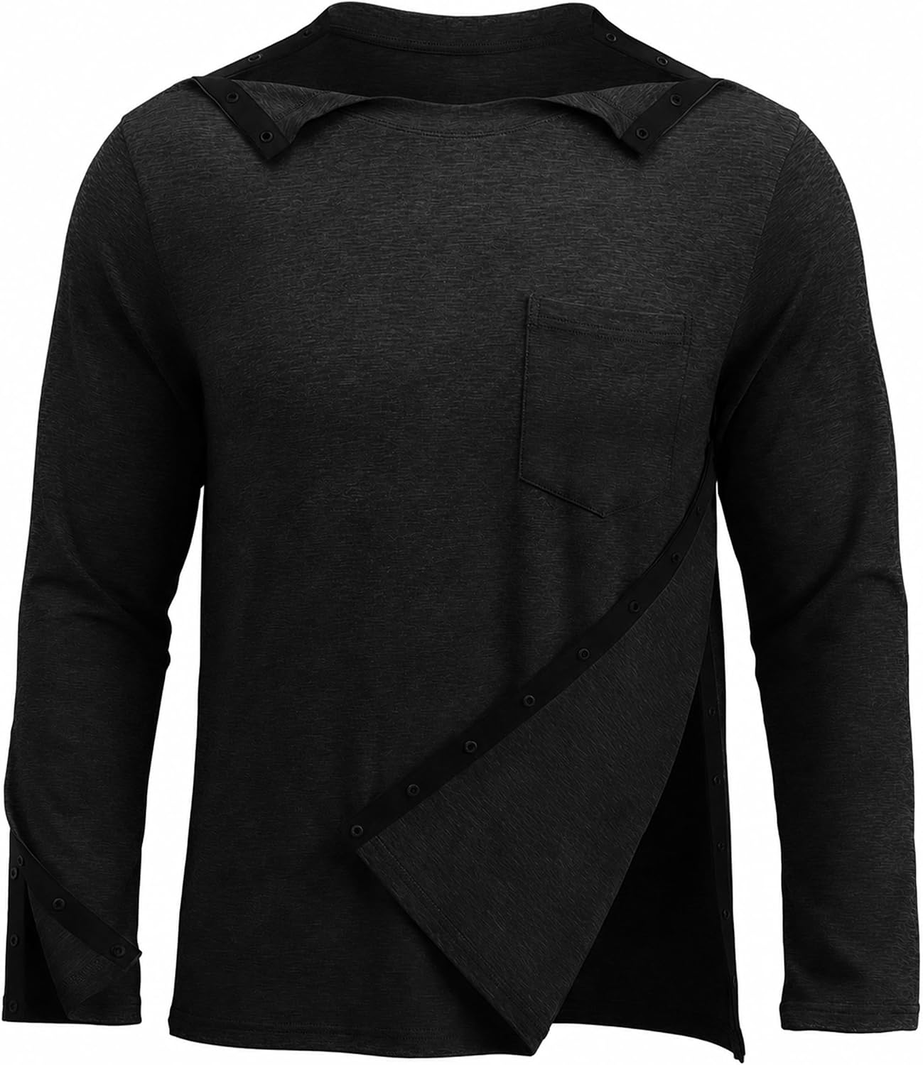 Post Shoulder Surgery Shirts for Men, Tear Away Snaps Sweatshirts