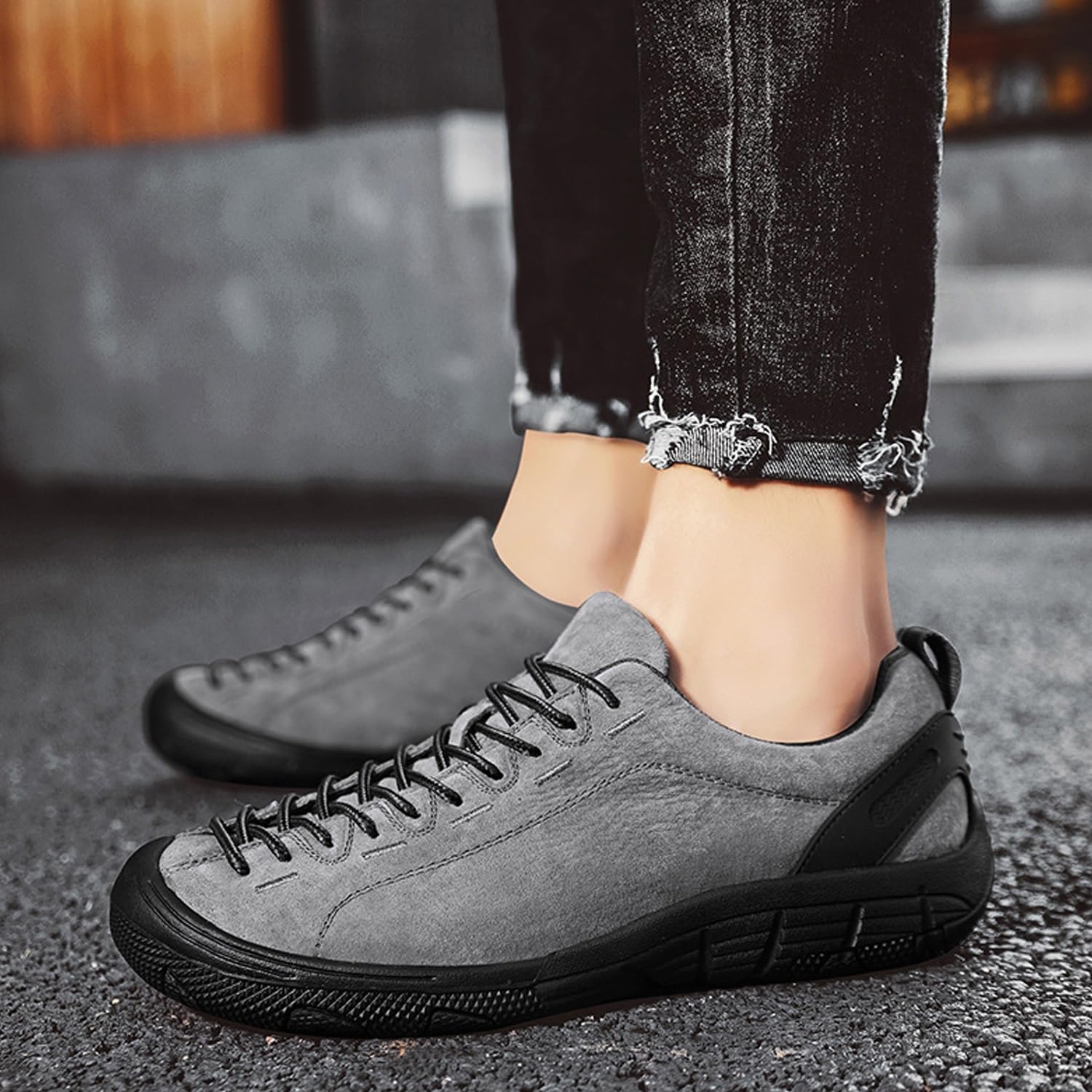Męskie buty typu Oxford - Oddychające, sznurowane obuwie do chodzenia Na piesze wędrówki Podróże Casual Wspinaczka górska Czarny Brązowy Szary