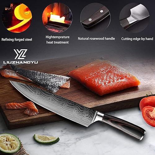 Miniatura 4 de Juego de cuchillos de chef profesional, 3.5-8 pulgadas, cuchillos en caja de acero inoxidable 5Cr15mov ultra afilados japoneses con fundas, juegos