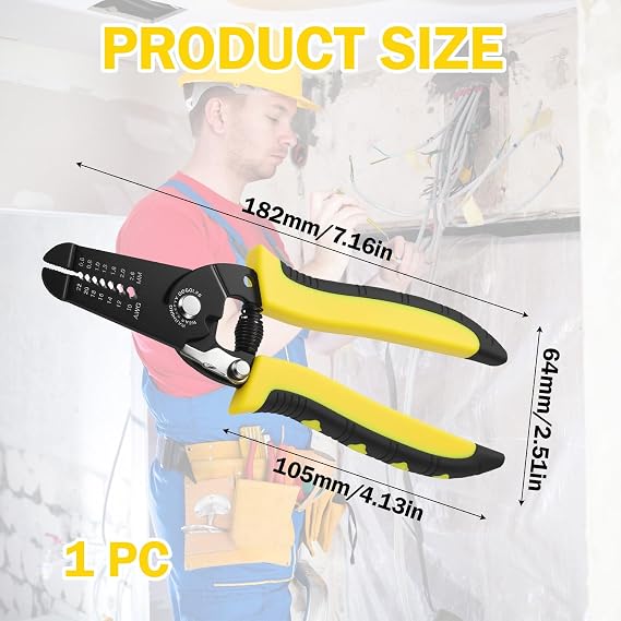 10-22 AWG Multi Gauge Wire Stripper Durable Steel Cable Strippers for Home Repair, Electrician & DIY Ideal for Cutting and Stripping Most Domestic Wiring