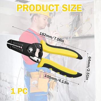 10-22 AWG Multi Gauge Wire Stripper Durable Steel Cable Strippers for Home Repair, Electrician & DIY Ideal for Cutting and Stripping Most Domestic Wiring