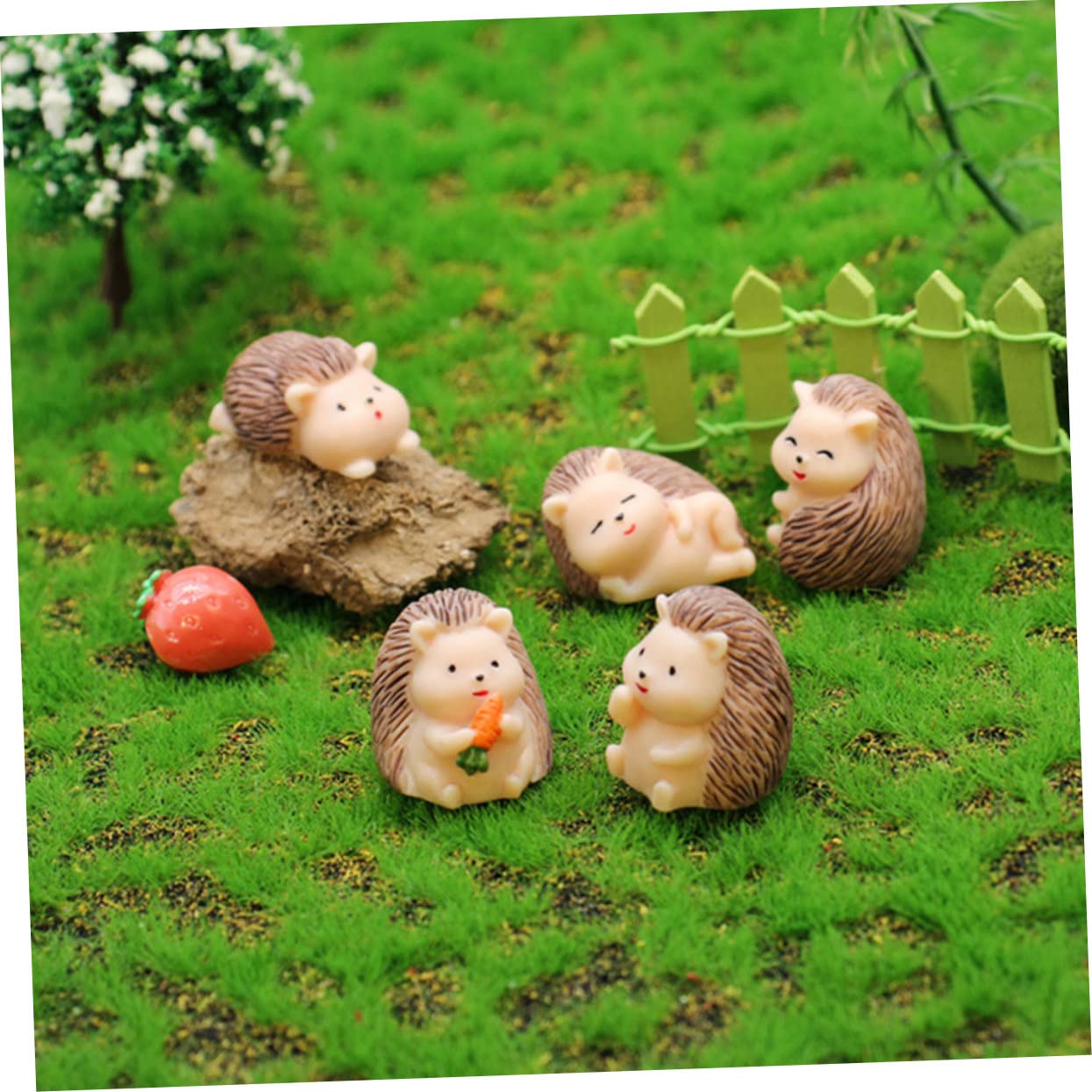 12-teiliges Garten-Miniatur-Set – 3 Harz-Igel & 9 Holz-Pilze, Für Feengärten & Deko, Ca. 4 Cm Groß