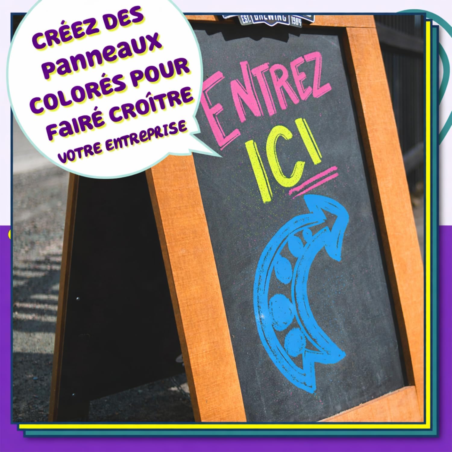 Chalkola Set 10 Feutre Craie Liquide Effaçable | Pointe Réversible 6mm | Chalk Marker et Peinture Stylo Craie pour Tableau Noir | Effacable Marqueur pour Vitre, Fenetre Verre, Ardoise