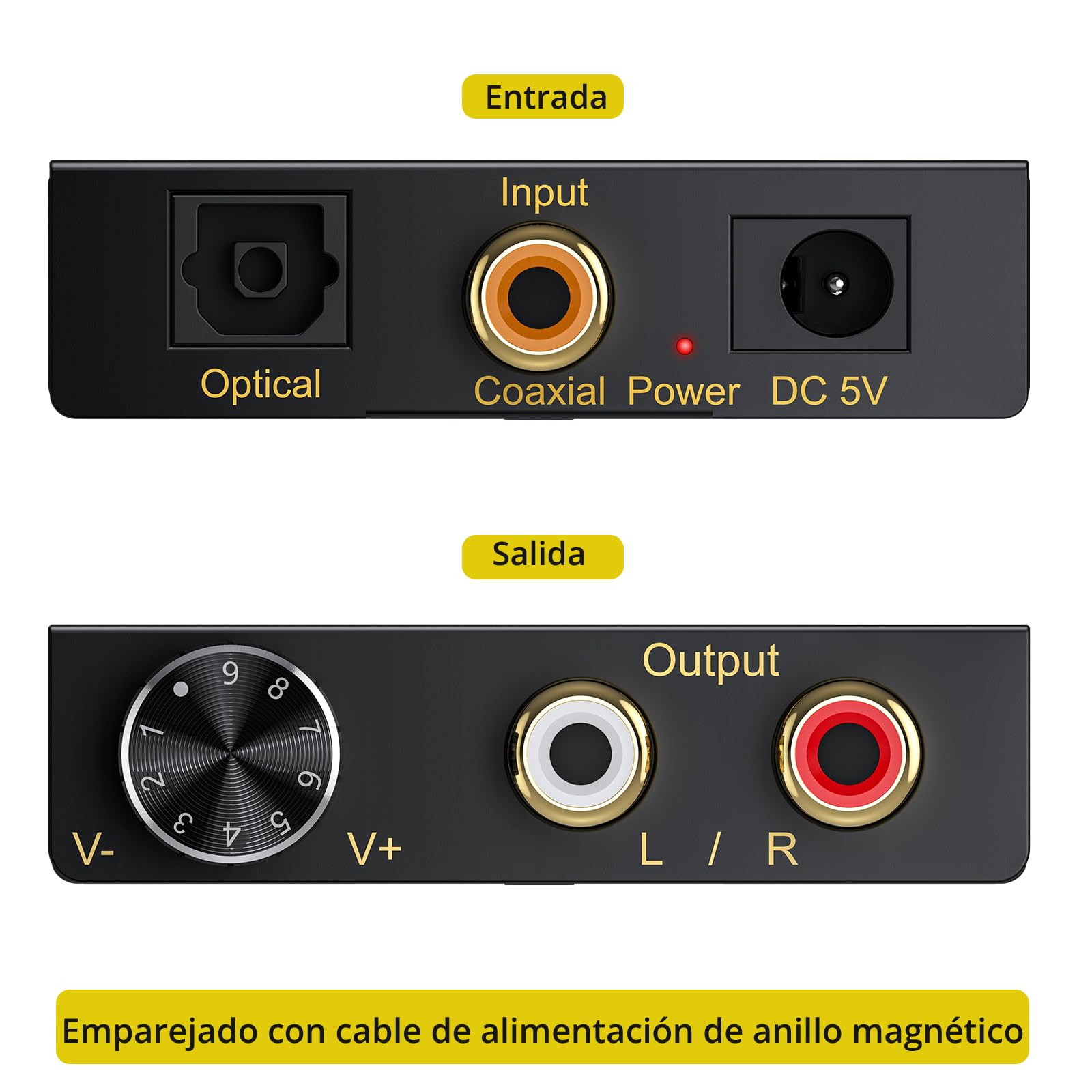 Convertidor Digital Analógico Audio Dolby DTS PCM 5.1 CH a Estéreo Analógico 2CH Coversor Digital-Analógico Audio Óptico a RCA 3.5mm SPDIF Toslink Coaxial para TV Consolas de Videojuegos STB