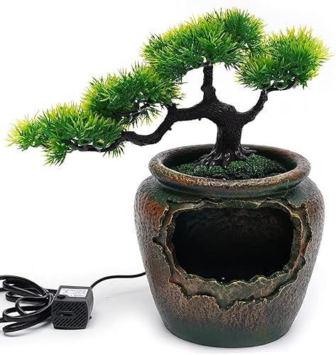 Miniatura 3 de Fuente de agua para interiores, tarro de fuente de mesa, cascada, escritorio, eléctrico, pequeño, artificial, bonsái, decoración de mesa, río