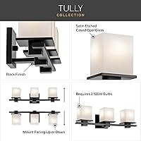 Vista 3 de Kichler Tully - Lámpara de tocador (40.25 pulgadas, 5 luces, con carcasa satinada, cristal de ópalo cromado)