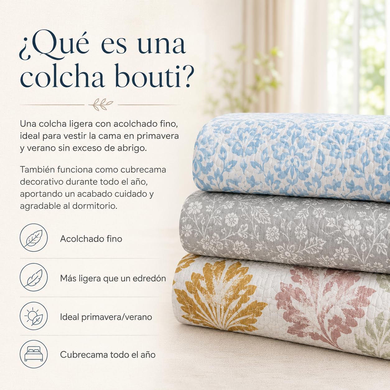 Rufino Díaz Colcha Bouti Reversible Agres + Funda Cojín (Blanco - 135 cm) - para una sensación acogedora y de Confort - Tejido Suave, Agradable y Resistente