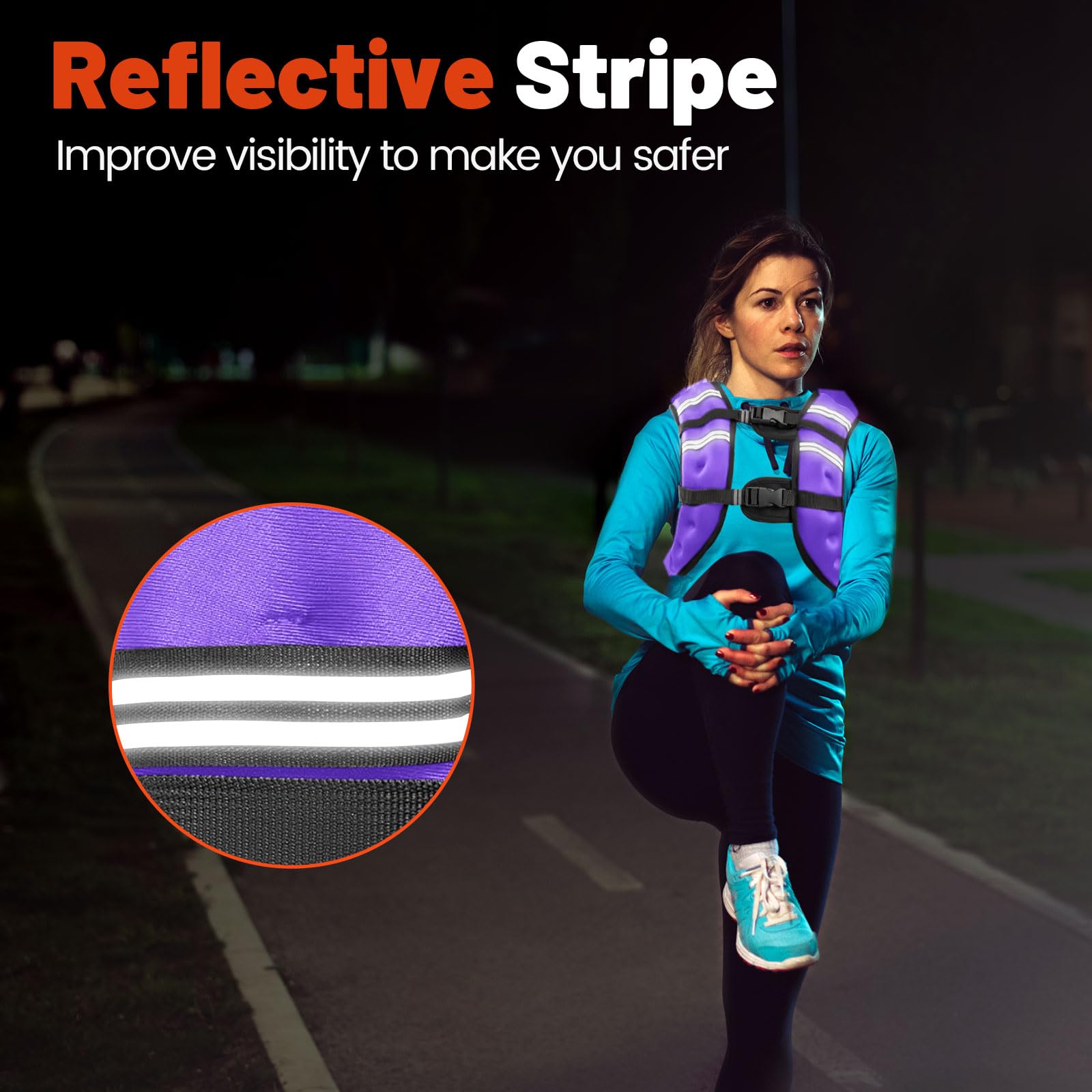 Chaleco con peso de 2,7 kg/3,6 kg/5,4 kg/7,3 kg/9,1 kg/11,3 kg/13,6 kg, chaleco de peso corporal ajustable con tira reflectante para entrenamiento de fuerza, correr, entrenamiento, correr, caminar