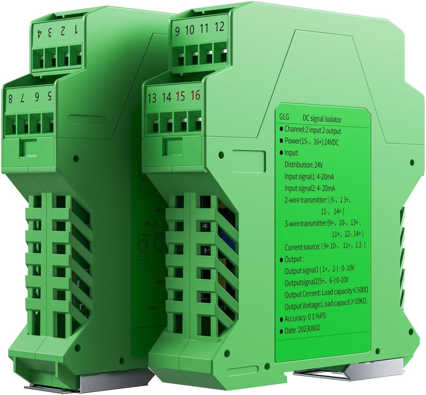 MNEXQML 1PCS 4-20mA Signal Converter 0-10V 0-5V 1-5V Analog Signal Isolator 1 in 1 Out 2 in 2 Out Analog Signal Transmitter 2 in 2 Out(1in1out,Output 0-5V_Input 1-5V_DC24V)