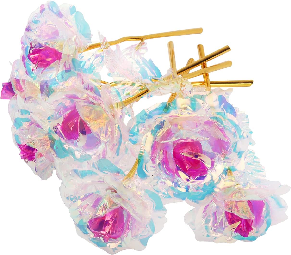 15 Pcs 24K Galaxy Rose Colorful Artificial Flowers Rainbow Rose Flower Forever Rose Best Gifts for Mother's Day Thanksgiving Valentine's Day Girl's Birthday Party, Gradient Color