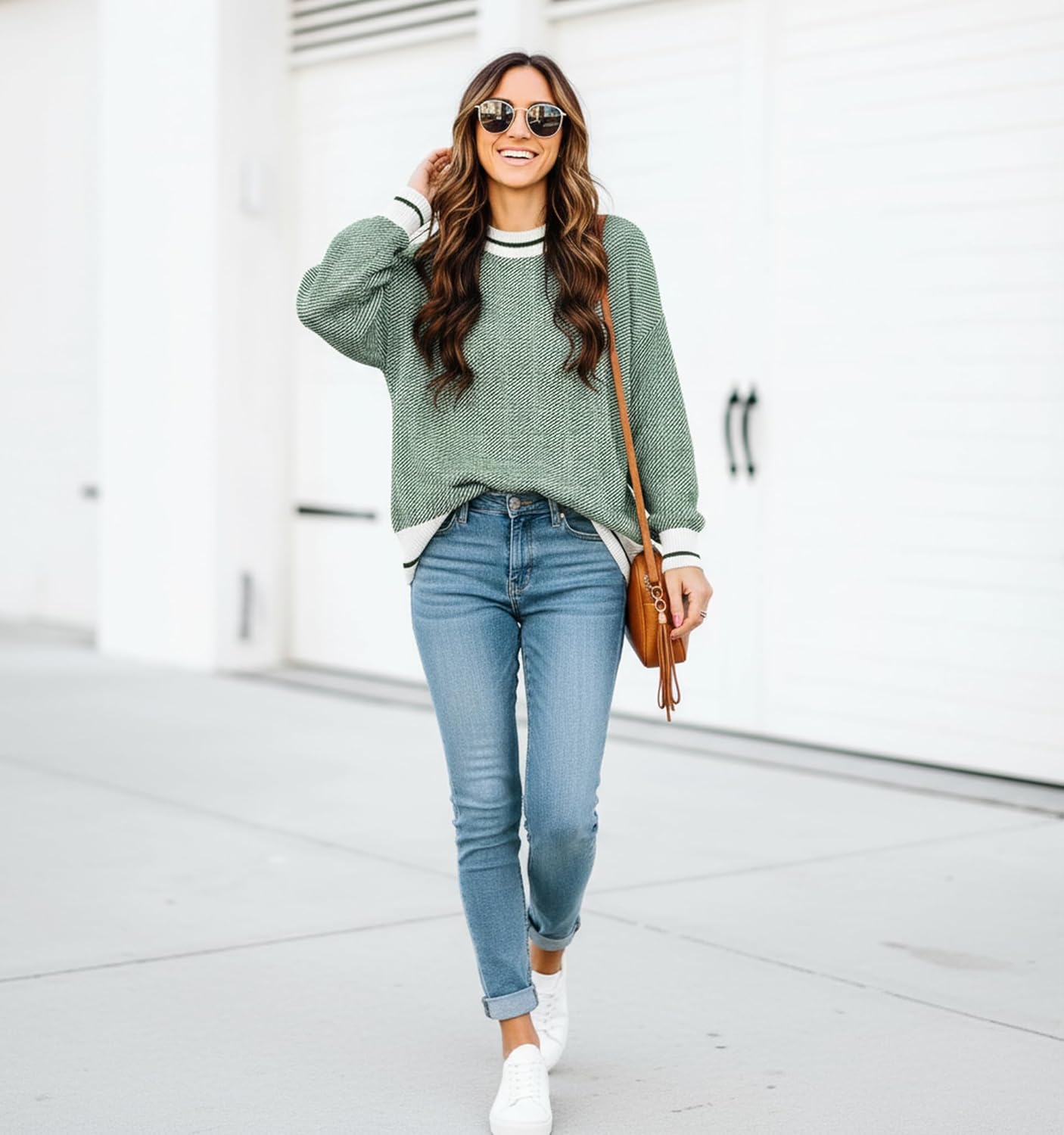 ETCYY Womens Oversized Sweaters Fall 2026 Fashion Clothes Trendy Batwing Sleeve Colorblock Striped Knit Pullover Tops - Image 5