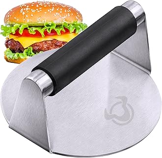 Smash Burger Press - 5.5 Inch Stainless Steel Hamburger Smasher with Anti-Scald Handle for Griddle and Grill Cooking