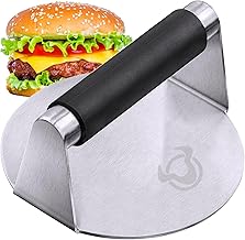 Smash Burger Press - 5.5 Inch Stainless Steel Hamburger Smasher with Anti-Scald Handle for Griddle and Grill Cooking
